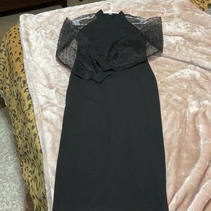 Lack puff sleeve dress